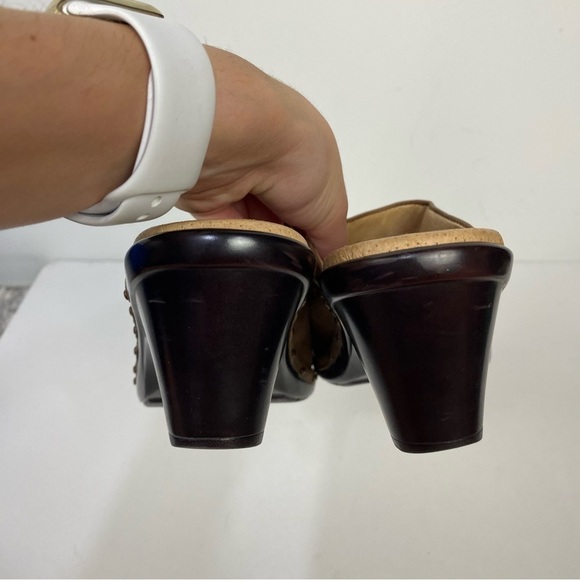 Sofft Brown Leather slip on embellished mules western rodeo - Picture 6 of 6